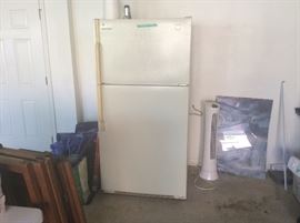 Refrigerator with top freezer, Aloha Breeze tower fan, Lots of pictures