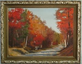 Original Artwork "Autumn Landscape" by Texas Artist, Betty Myers (Overall 28"W X 23"H)