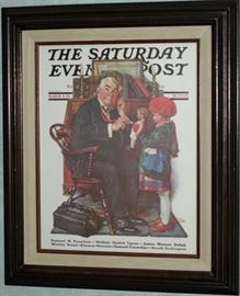 Norman Rockwell "Doctor and Ithe Doll" Framed March 9, 1929 Saturday Evening Post Magazine Cover Print (16"W x 19"H overall)