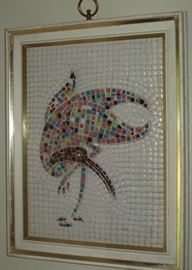 Mid-Century Illinois Molding Co. Tile Crane in Original Frame (18"W x 23" H)