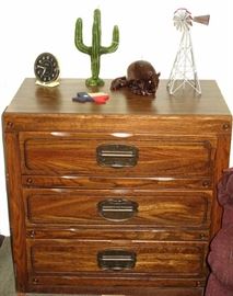 3-Drawer Lowboy Chest with recessed brass drawer pulls