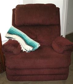 Oversized Burgundy Upholstered Recliner