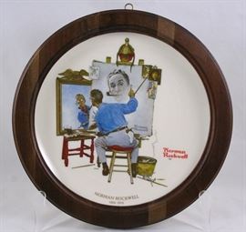"Triple Self Portrait" Norman Rockwell Saturday Evening Post Cover February 13, 1960 Framed Gorham Plate