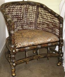 Vintage (1980's) Cane Back Mahogany (has been painted) Barrel Chair