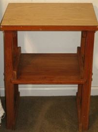 Mid Century Ranch Oak Vintage End Table with Formica Top