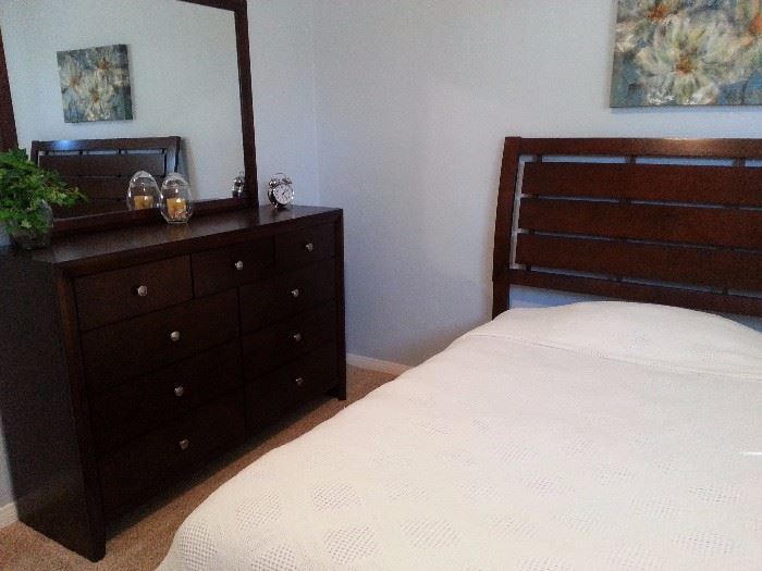 Full Bed set Crown Mark 4700 with dresser, mirror, headboard, night table