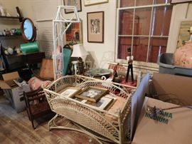 Child's wicker crib,, c.1875