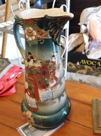 Tall Forest Green satsuma pitcher