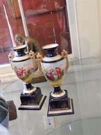 Pair of cobalt blue vases made in Czecheslovakia