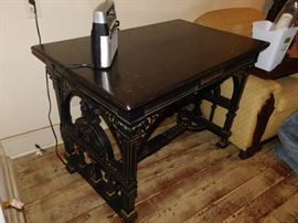 Fine American Renaissance Revival ebonized and gilt writing table attributed to Herter Brothers, c. 1870, in fine condition.