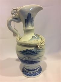 Japanese Hirado Porcelain Dragon Ewer 19th century