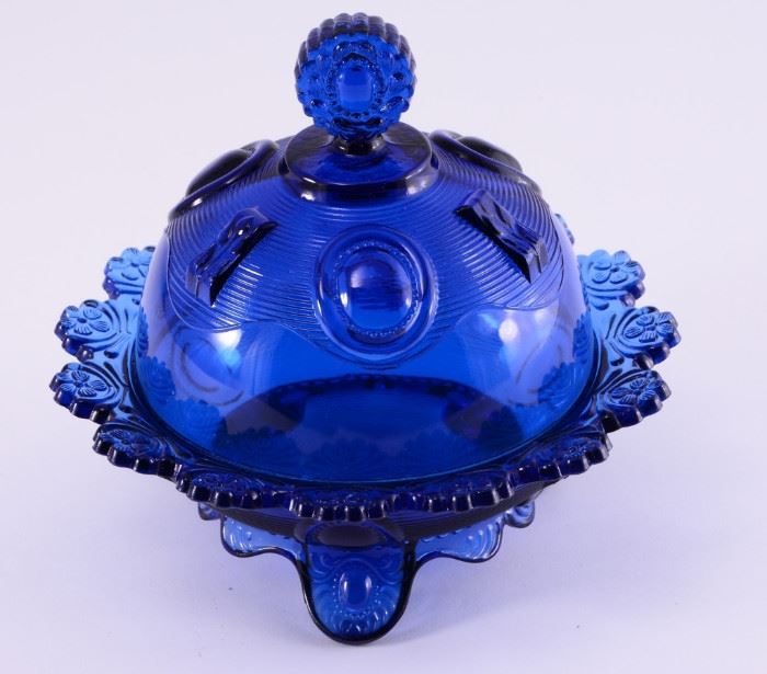 Lot 1:  Imperial Glass Cobalt Covered Butter Dish
