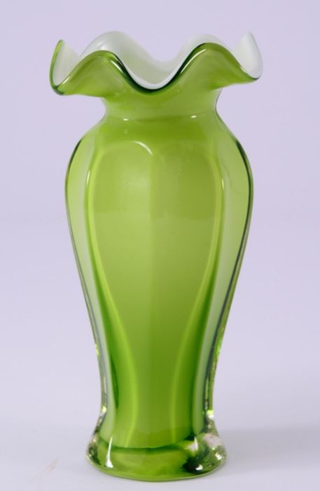 Lot 6:  Green Cased Glass Vase
