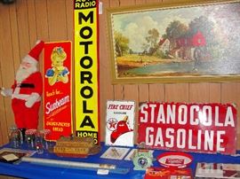 Very rare civil war era Ferry pull toy, porcelain enamel signs, SUPER RARE Heddon Split Bamboo fishing rod