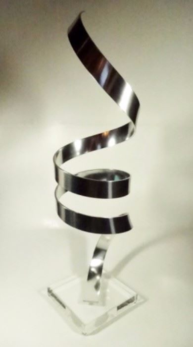 DAN MURPHY SIGNED SCULPTURE STEEL SPIRAL ON LUCITE BASE