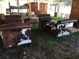 Cowhide and Leather Day Beds