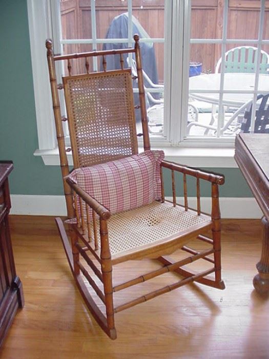 Bamboo rocker with cane seat
