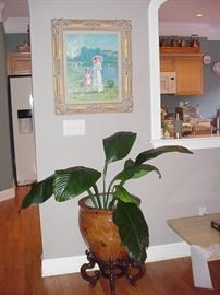 Another of the pots with broadleaf plants; oil on canvas