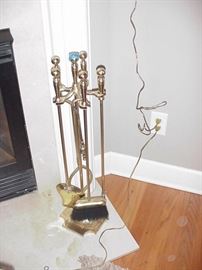 Brass fireplace set