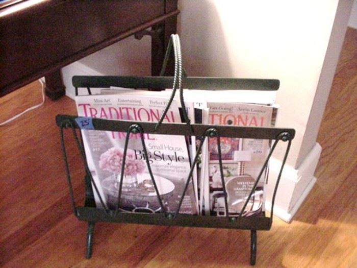 mid-century magazine rack, metal