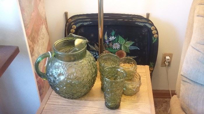 Mid century pitcher and glasses