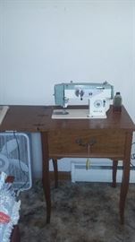 1950s White Sewing machine Table 