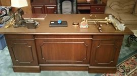 Executive desk, matching side desk, bookshelves, lateral files, etc.