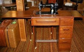 2 Singer Sewing Machines in Cabinets