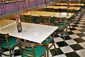 103 Gar Products Model # 105PS-W Walnut Frame Forest Green G-13 Upholstered Dining Chairs