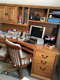 Super Nice Solid Oak Desk w/Hutch...and...We're Throwing In The Chair Too!...That's How We Roll...Get It? tehehehe