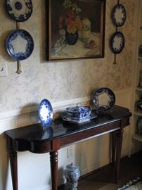 Console table and more blue china