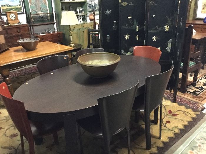 black and red oval dining table