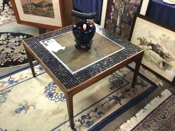 inlaid glass square table