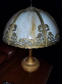 Stained Gass Lamp Painted Gold