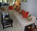 vintage couch and antique concubine bed