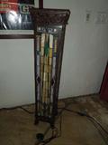 73.  Metal pedestal with stained glass like insert light - Asking:  $125