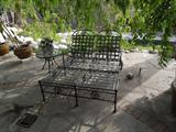 25.  Collection of Janus et Cie patio furniture – two double chaises, 1 single chaise, 4 chairs and round dining table, 1 side chair, 1 bistro table, 3 bar stools, 2 serving carts, 2 side tables  -  (original cost=$24000) 
 Asking:  $6000       Note:  will consider offers on individual pieces or small groups of Janus patio furniture items
