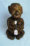 Ape Mother w/ Young - wood carving