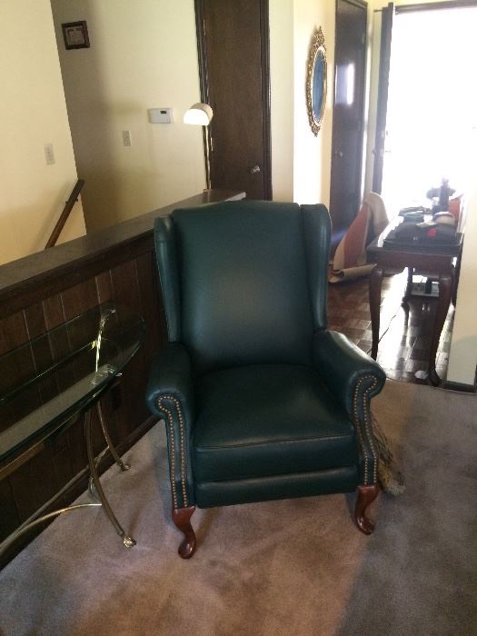 Forest Green Leather Recliner