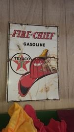 Metal Tin Signs Fire Chief Texaco
