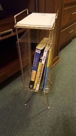 Mid Century Retro Brass Metal Wired Telephone/Magazine Stand