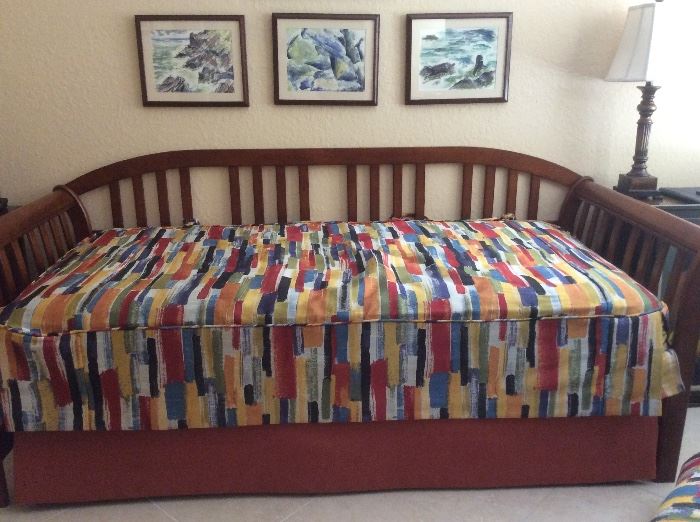 Trundle day bed. Trundle can move upwards to make one king size bed!