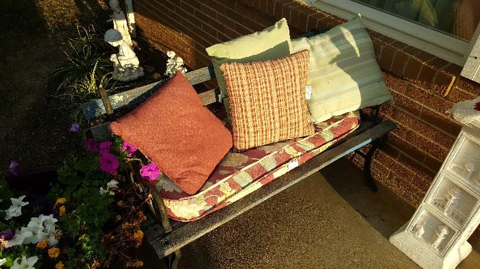 Outdoor bench and pillows