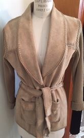 1970s Vintage Suede and Knit Belted Jacket