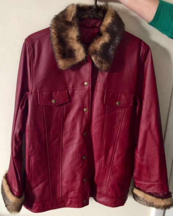 Faux Fur Trimmed Leather Jacket 