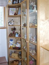 TALL CURIO CABINET SYSTEM. GLASS SHELVES. ITEMS IN CASES ARE NOT FOR SALE.