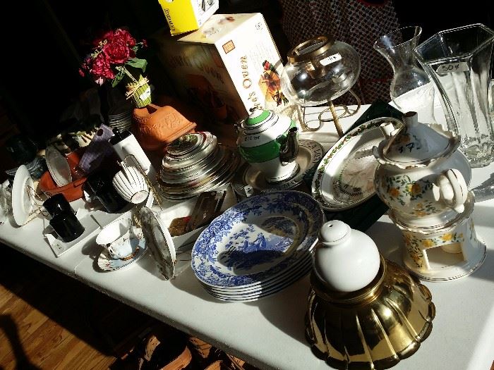 Nice assortment of dishes, teapots, vases