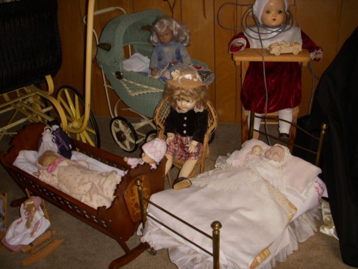 Dolls and doll furniture