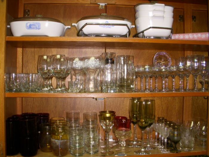 Kitchen glass and Corningware