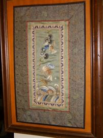 Embroidered Chinese silk panels